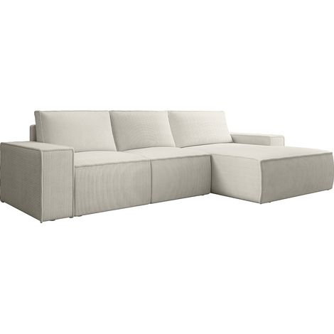Grande divano letto angolo a destra in Velluto a coste Beige - AMELIA