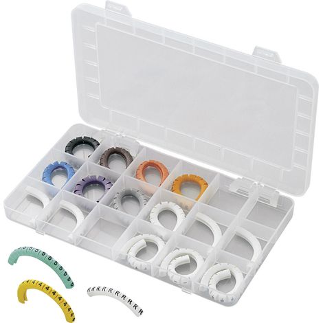 TRU COMPONENTS ECMKS-1 Kennzeichnungsclip Aufdruck 0 - 9, L, N, R, S, T, PE, +, - Außendurchmesser-B