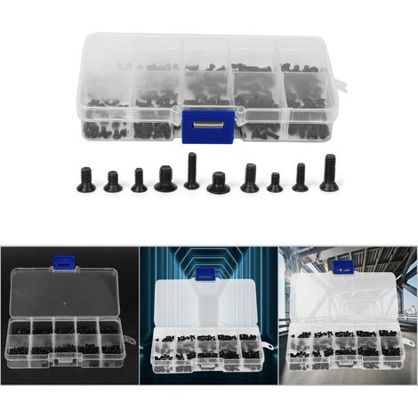 Vis à tête plate cruciforme noire en acier carbone pour l'électronique - Lot de 250 pièces (1/5)