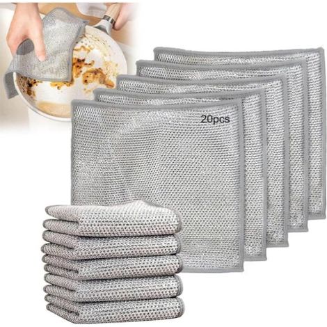 20 Pièces Chiffons Torchon Multifonctionnel Anti Rayure Convient pour Les Milieux Humides Et SecsChiffon De Nettoyage pour Fils (1/4)