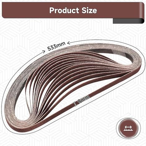 30PCS Bande Abrasive 9 x 533 mm (60/80/100/120/240) Mixed Grit (1/4)