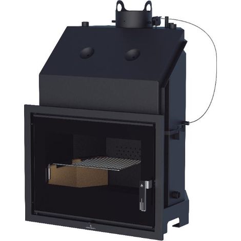 Bronpi – Insert à bois chauffage central 21 kW – Porte fonte avec vitre sérigraphiée noire – Volume de chauffe jusqu'à 475 m³ – Rendement 84% - Tecno-HydroBronpi-70