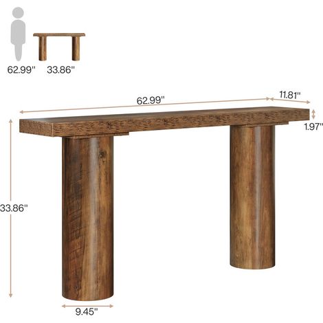 160cm Farmhouse Console Table, Rustic Narrow Entryway Table, Behind-Sofa Table for Hallway, Foyer & Living Room