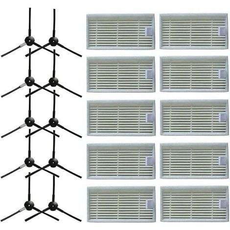 10 brosses latérales + 10 filtres HEPA pour , XU,aspirateur robotique Lidl SilverCrest SSR 3000 A1 (1/4)