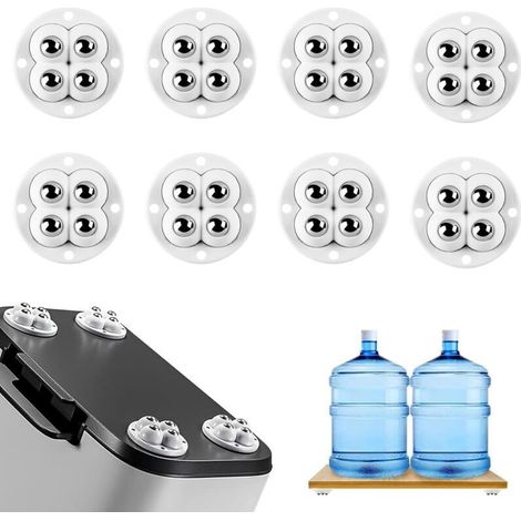 360 Degrés Roulettes à Billes, 8 Pcs Mini Roulettes Auto-Adhésives, Roulettes plates à 360 °Pour toutes sortes de surfaces telles que boîtes de rangement, tables de chevet etc. (1/5)