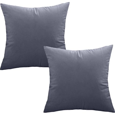 Lot de 2 taies d'oreiller en velours uni - Gris - 45 × 45