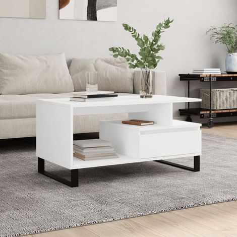 vidaXL Couchtisch Weiß 90x49x45 cm Holzwerkstoff (1/5)