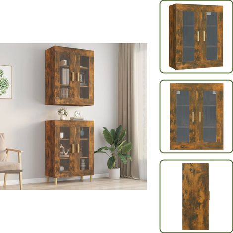 The Living Store Armadietto Pensile a Parete Rovere Fumo 69,5x34x90 cm - Armadio a parete