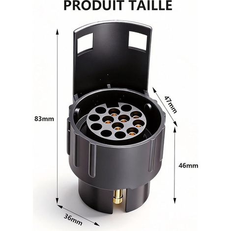 Adaptateur 7 broches vers 13 broches pour remorque – pour voiture, camion, caravane – attelage – Noir (1/4)