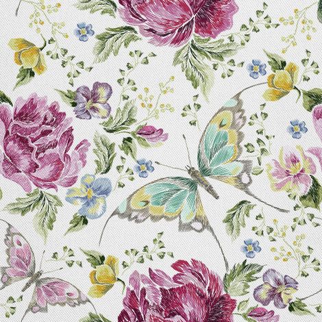 Telas decorativas para exteriores estilo oxford con motivos de mariposas y flores. (1/5)