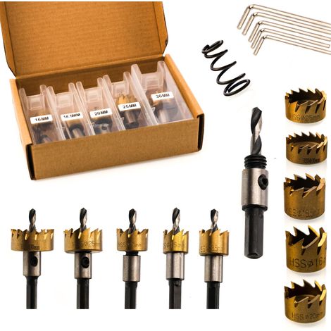 Set di seghe a tazza Rosfix per metallo, acciaio, legno, 5 pezzi (16 mm/18,5 mm/20 mm/25 mm/30 mm)