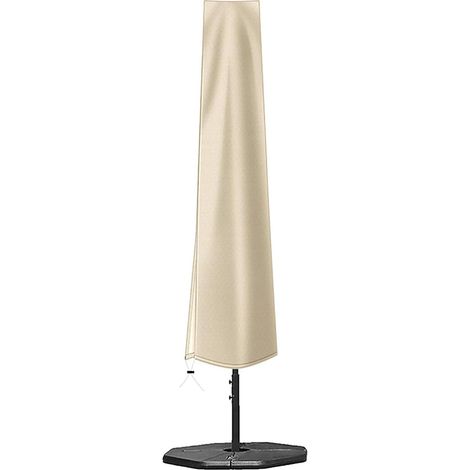 Funda para sombrilla de jardín o patio, impermeable y resistente al polvo gracias a su tejido Oxford, 200 x 55/60 cm, color beige. (1/5)