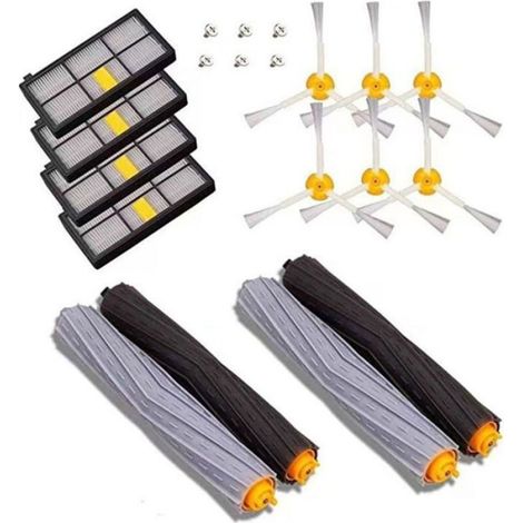 Kit Brosses Remplacement - Compatible Roomba Serie 800 Et 900 - 14 Pièces Avec Vis - Filtres Brosse Latérale Caoutchouc Pinceau Fouet (1/5)