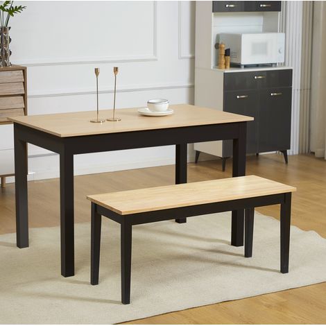 Banco de madera de 2 plazas (102x36x45 cm), moderno, con topes antideslizantes, color natural (1/5)