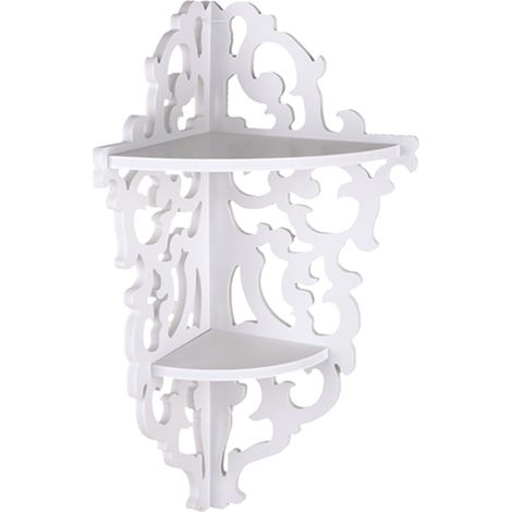 Étagère d'angle de douche à 2 niveaux, sculptée, blanche, pour salle de bain. (1/5)