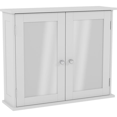 Priano 2 Door Bathroom Cabinet Mirrored Wall Mounted Cabinet, White