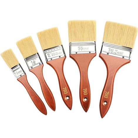 5PCS DIY Flat Brushes, Paint Brushes for Furniture, Wall, Fence -Width 1/1.5/2/2.5/3inch