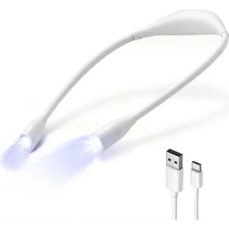 Lampe de lecture de cou, convient pour modèle rechargeable blanc, 3 couleurs et 3 intensités lumineuses, bras flexibles, autonomie 6-20 h (1/5)
