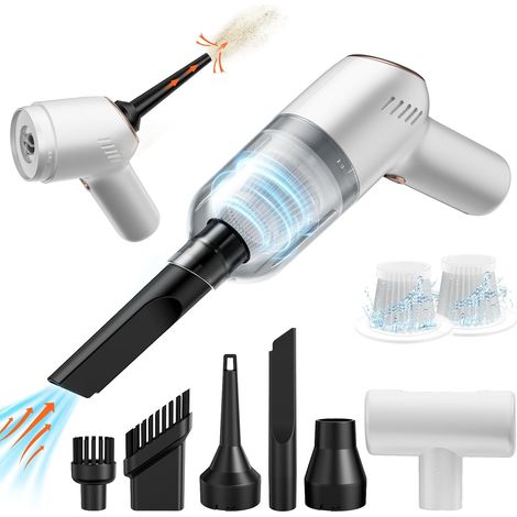 Aspiradora para coche 3 en 1, potente aspiradora portátil inalámbrica de 20.000 PA, aspiradora de mano multifuncional con cargador tipo C y 3 filtros para PC, hogar, coche, oficina y sofá. (1/5)