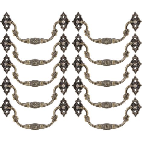 GABRIELLE - Paquete de 10 pomos vintage para muebles, pomos antiguos para cajones con tornillos, pomos vintage de aleación de zinc para puertas de muebles, armarios y roperos (bronce) (1/5)