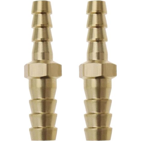 2pcs Raccord de Tuyau Réduction Barbe en Laiton Connecteur Droit 8mm à 6mm pour Tuyau d'air de Bateau