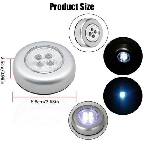 Lot de 6 spots LED autocollants à piles, éclairage d'appoint intelligent à commande tactile. (1/4)