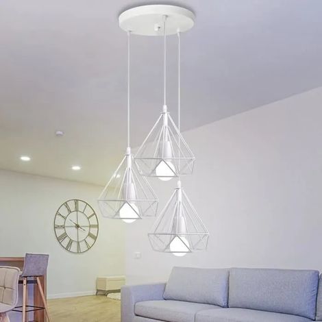 U-Do Lustre Suspension Luminaire Industriel E27 20CM Lampe en Fer Blanc 3 Têtes Lustre Plafonnier Ajustable Vintage en Disque Lampe (1/4)