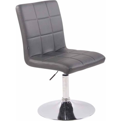 Chaise de salle à manger x1 pivotante réglable en hauteur coutures carrées similicuir gris et pied métal chromé 100008413 (1/4)