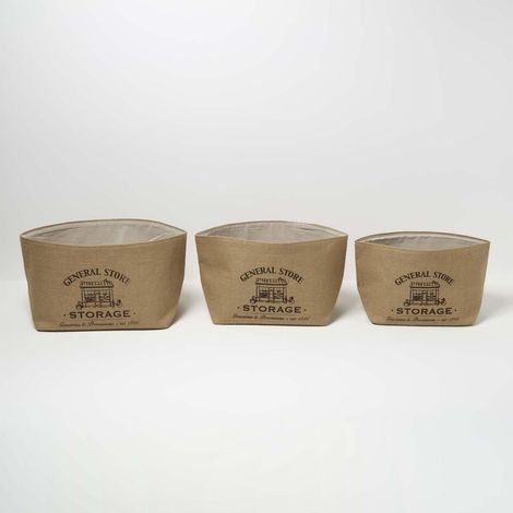 HOMESCAPES Set of 3 Jute Storage Baskets (1/5)