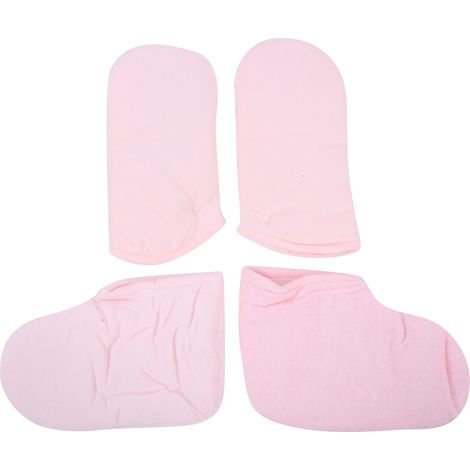 Gants de paraffine réutilisables, lot de 2, soin des mains blanchissant, mittens isolants pour spa, couvre-pieds inclus, traitement hydratant. (1/5)