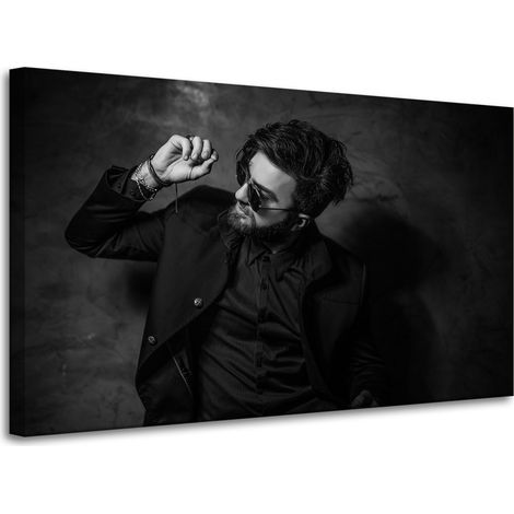 Leinwanddruck Schwarz-Weiß-Mann 100x60 cm