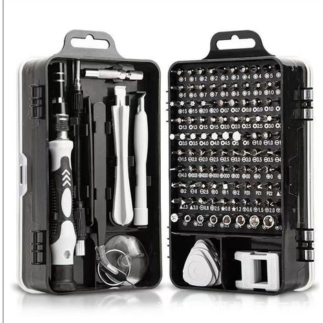 Kit Tournevis de Précision, Kit Mini Tournevis Magnétique, Set Outils Informatique de Réparation pour PC, Laptop, Phone, Lunettes, Mac, Smartphone, Bricolage, Consoles de Jeux, 120 en 1 Noir (1/4)