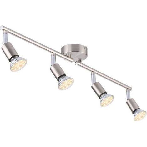 Plafonnier LED 4 Spots orientables, Argent 4 x 4W GU10 Barre Spot Plafond LED Eclairage intérieur pour Salon Salle à Manger Cuisine Couloir [Classe énergétique A] (1/5)