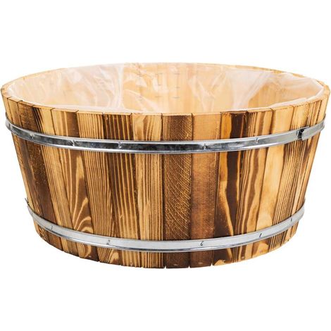 Cesto de madera y cuerda marrón d45x20 (1/4)