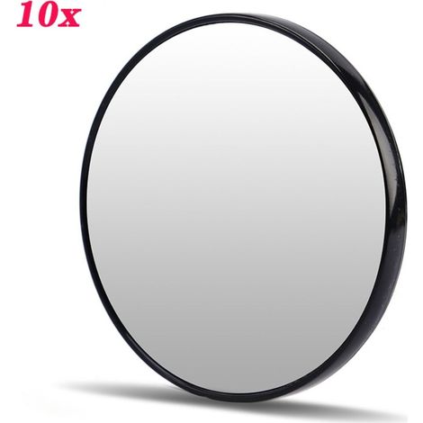 Miroir de maquillage rond portable avec ventouse et loupe (x10), (1/5)