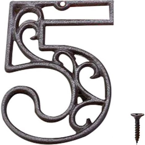 JSSEVN-Métal Numéro de Maison en Fonte extérieur Moderne House Numbers Metal Sign Numéro de Porte Style rétro Numéro D'adresse Pour café, Bar (Numéro 5) (1/5)