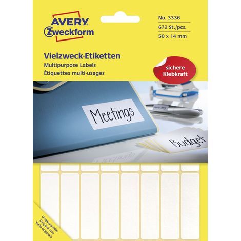 AVERY Zweckform Universaletikett Maße: 50 x 14 mm (B x H) Werkstoff: Papier (1/5)