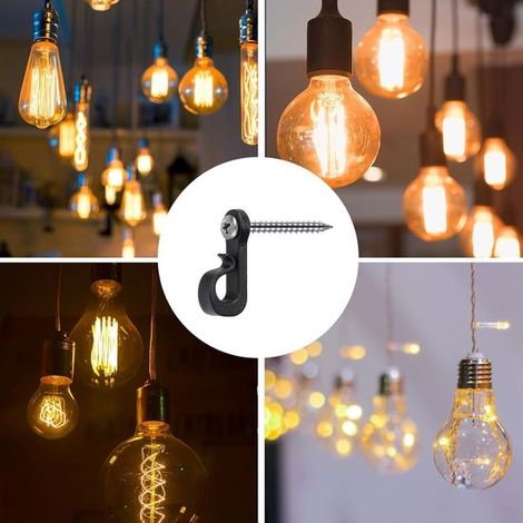 30 clips de iluminación con fijación de tornillo,Ganchos para luces,Clips para guirnaldas de luces,Ganchos para lámparas de exterior (1/4)