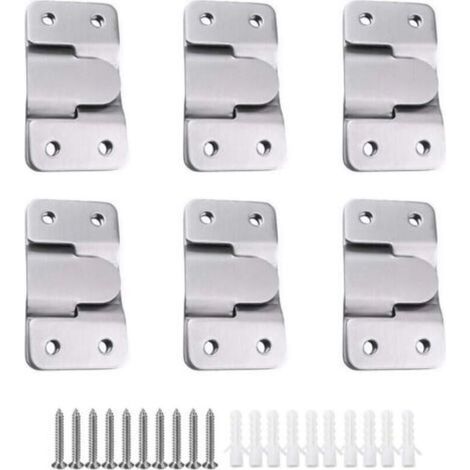 6 pares [paquete de 12] de soportes de montaje ocultos, ganchos colgantes entrelazados, herrajes de pared de acero inoxidable para colgar fotos, espejos, marcos, salpicaderos y muebles - Crezuo (1/4)