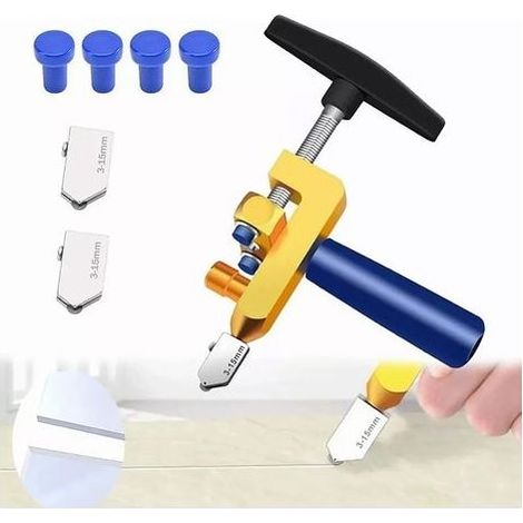 2 En 1 Manuel Coupe-Verre Coupe Carreaux, Outil De Coupe De Carrelage En Verre Coupe Verre Coupe Carrelage, Kit D'outils De Coupe De Verre Avec Brise Verre Pour 3-15mm Carreaux De Verre, Miroir (1/5)