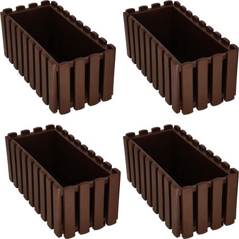 Fioriera da balcone per ringhiera, marrone rustico, 40 cm, 4 pezzi