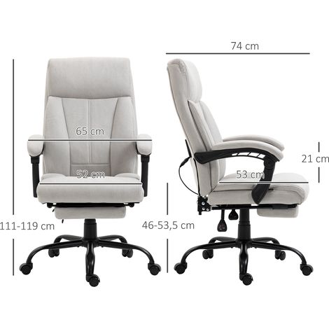 Fauteuil ergonomique de massage pour bureau, siège de direction avec repose-jambes ajustable, gris clair, idéal travail à domicile et espace pro. (1/5)