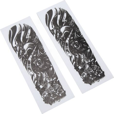 Set mit 2 Motorrad-Stoßdämpferaufklebern, aus Papier, universelle Modifikationsaufkleber, starker Klebstoff, Totenkopf- und Blumenmotiv. (1/5)