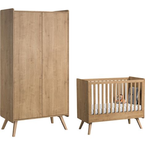 Lit bébé et armoire 2 portes Vox Vintage Bois