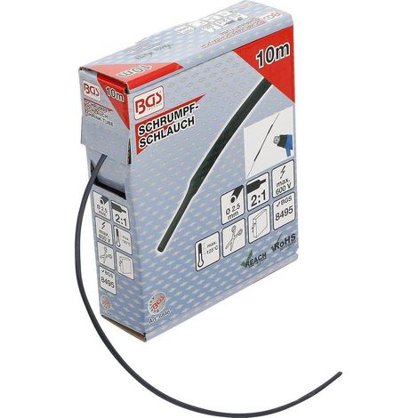 Boîte de Gaines Thermorétractables Noires D.2,5 mm - 10 m - Protection et Isolation Électrique - D-Work (1/5)