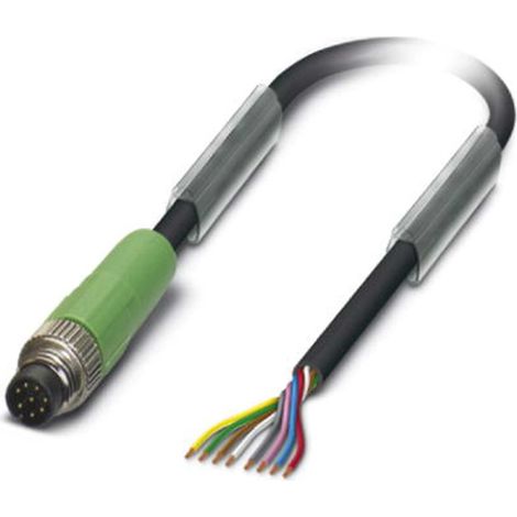 M8 Sensorleitung PUR 8-polig Stift gerade schleppkettenfähig A-Kodierung, Länge 7,0 Meter tiefschwarz RAL 9005, Kabel Außendurchmesser 5,1mm - 1 Stück