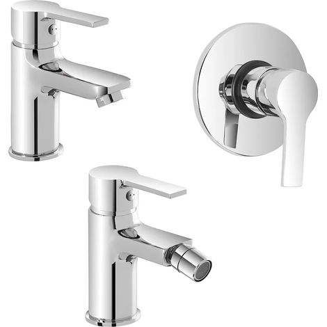 Set miscelatori lavabo bidet e doccia cromo con scarico incluso Prima (1/5)