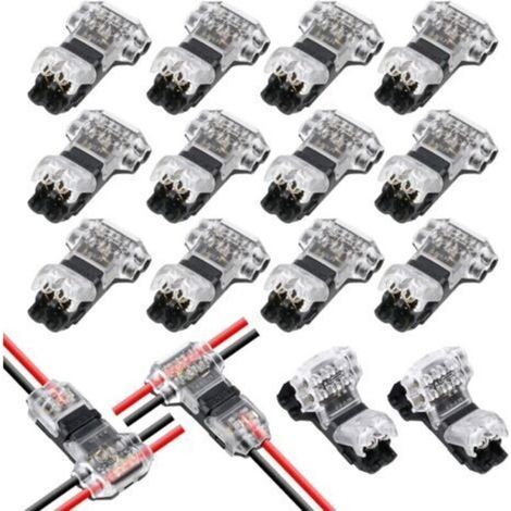 12 pièces Connecteur en T 2 broches pour fil electrique 20/22 AWG Voiture Étanche- sans soudure en fils câble LED éclairage etanche Cosses et kits (1/5)