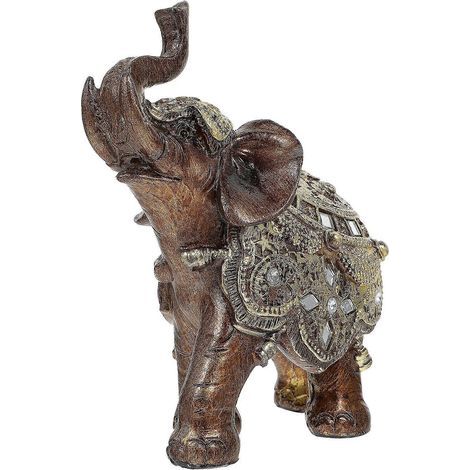 Décoration artisanale éléphant (1 pièce) : symbole de chance pour la décoration intérieure-13.5x12.5cm-Golden (1/4)
