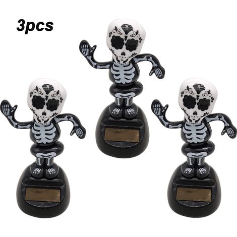 Fantôme Squelette Solaire Halloween pour Décoration de Bureau et Tableau de Bord Voiture (1/5)